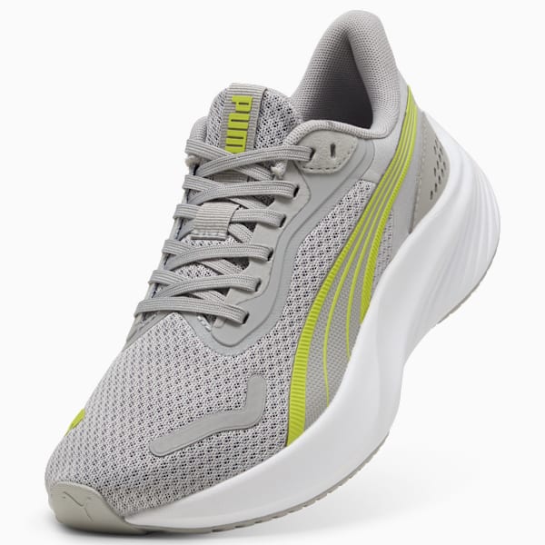 Pounce Lite Big Kids' Running Shoes, Gray Echo-Lime Smash-PUMA White, extralarge
