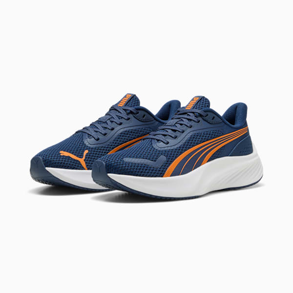 Tenis de running Pounce Lite para adolescentes, Persian Blue-Orange Glo-PUMA White, extralarge