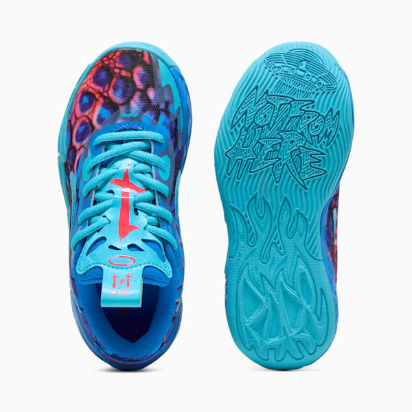 PUMA x LAMELO BALL MB.04 LO Alien Skin Little Kids' Basketball Shoes, Ultra Blue-Luminous Pink-Green Glare, extralarge