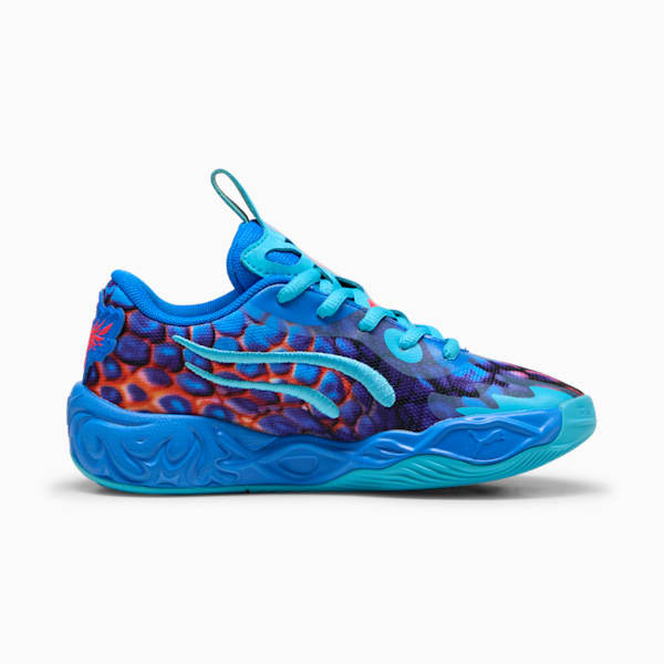 PUMA x LAMELO BALL MB.04 LO Alien Skin Little Kids' Basketball Shoes, Ultra Blue-Luminous Pink-Green Glare, extralarge