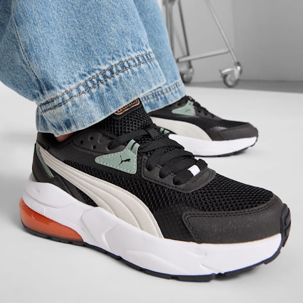 Tenis juvenil Vis2k Mid 90, PUMA Black-Glacial Gray-Green Moon, extralarge