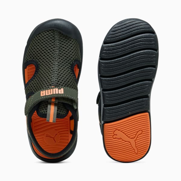 ボーイズ プーマ ファン レーサー メッシュ サンダル 17-21cm, Dark Olive-Rickie Orange-PUMA Black, extralarge-JPN