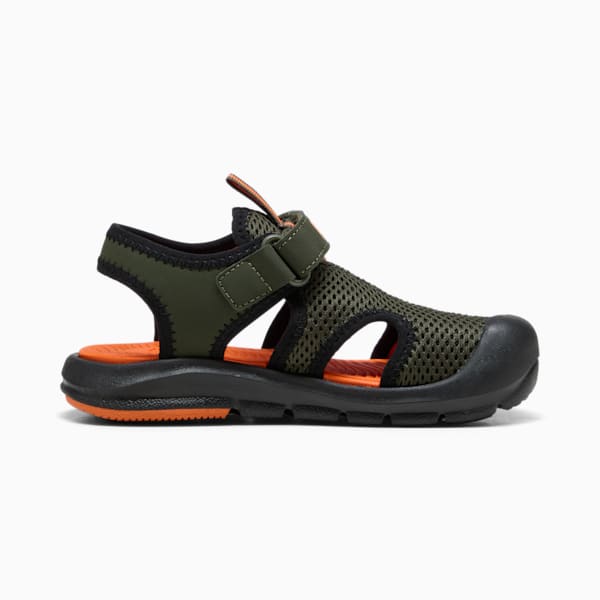 ボーイズ プーマ ファン レーサー メッシュ サンダル 17-21cm, Dark Olive-Rickie Orange-PUMA Black, extralarge-JPN