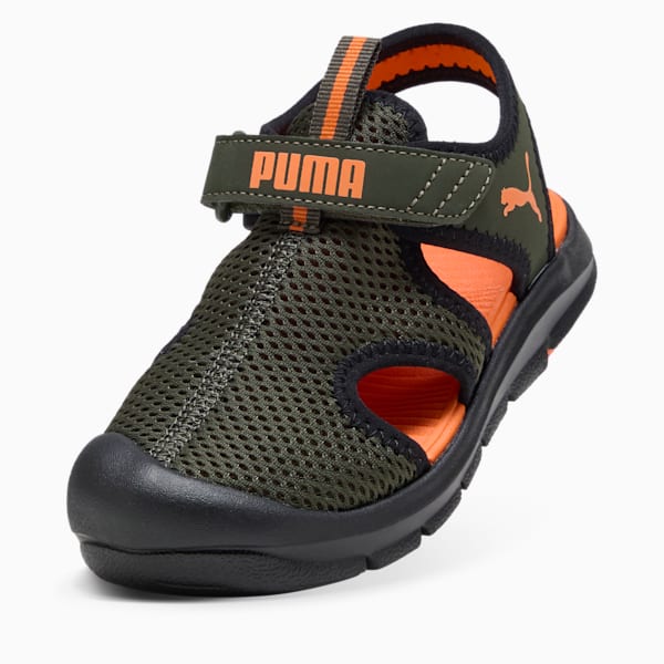 ボーイズ プーマ ファン レーサー メッシュ サンダル 17-21cm, Dark Olive-Rickie Orange-PUMA Black, extralarge-JPN