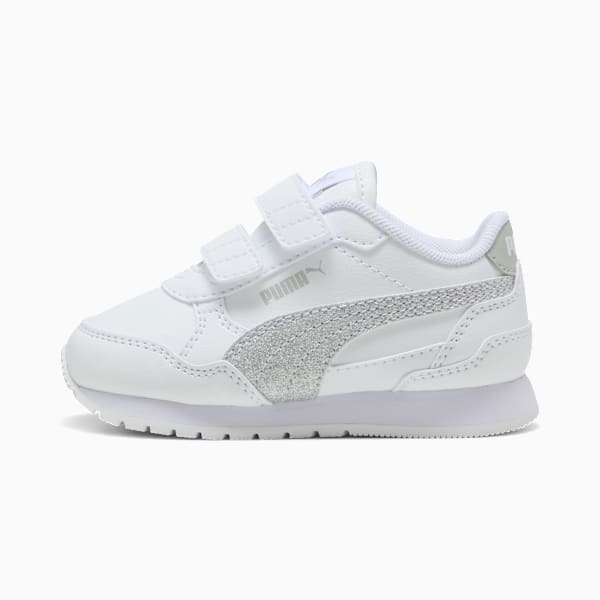ST Runner V4 Glitter Toddlers' Easy On Sneakers, PUMA White-PUMA Silver-Cool Light Gray, extralarge