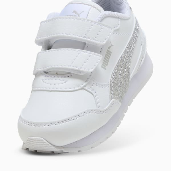 ST Runner V4 Glitter Toddlers' Easy On Sneakers, PUMA White-PUMA Silver-Cool Light Gray, extralarge