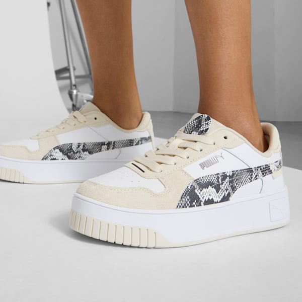 Tenis para mujer Carina Street Snake Chic, PUMA White-PUMA Black-Alpine Snow, extralarge