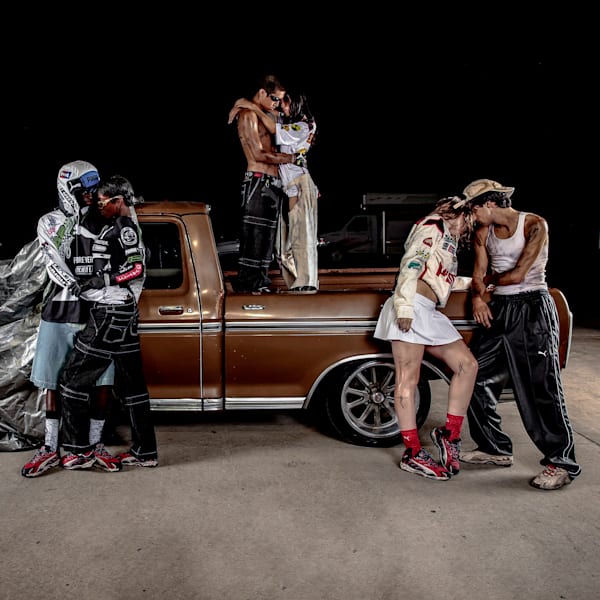 Sneakers en toile vieillie A$AP ROCKY x PUMA Inhale Homme, Alpine Snow-PUMA Silver-Sand Dune, extralarge