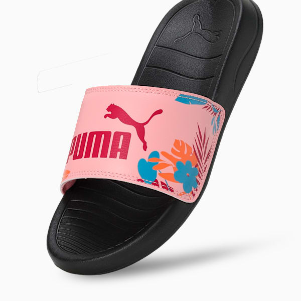 Popcat 20 Floral Women's Slides, PUMA Black-Peach Smoothie-Clyde Royal, extralarge-IND