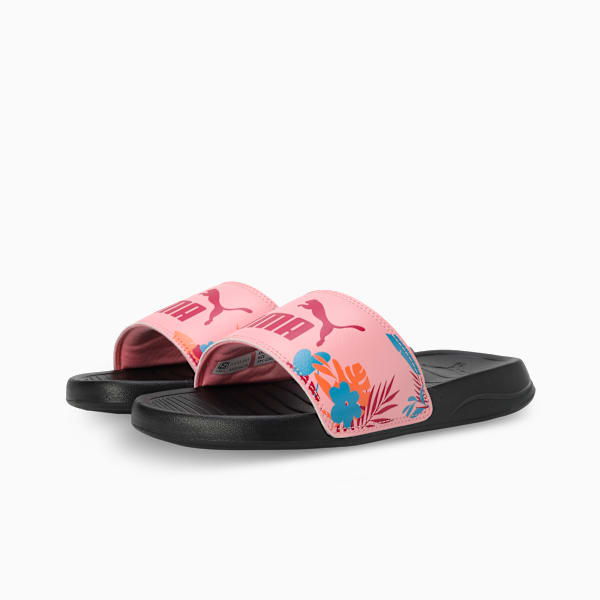 Popcat 20 Floral Women's Slides, PUMA Black-Peach Smoothie-Clyde Royal, extralarge-IND