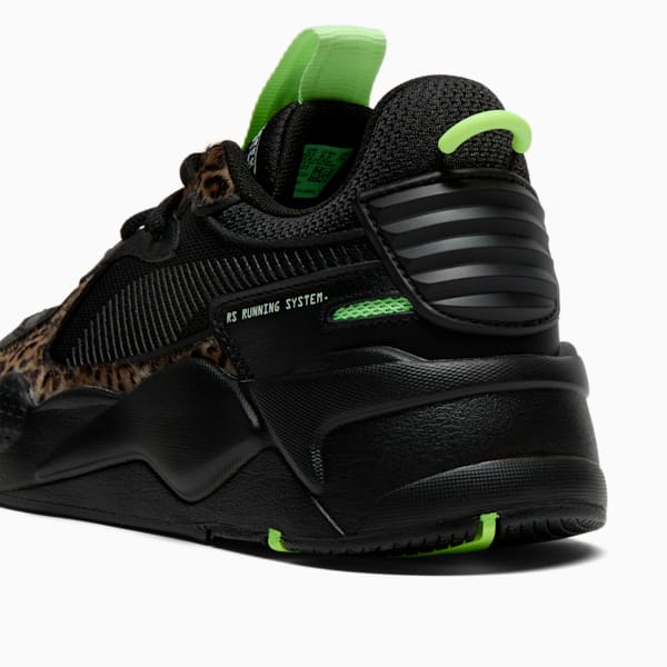 Tenis para mujer Animal Print RS-X, PUMA Black-PUMA Black-Fizzy Apple, extralarge