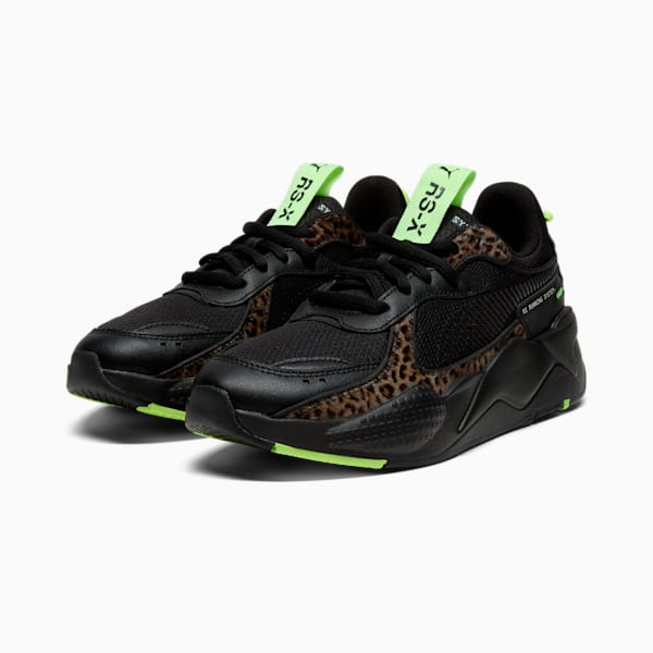 Tenis para mujer Animal Print RS-X, PUMA Black-PUMA Black-Fizzy Apple, extralarge