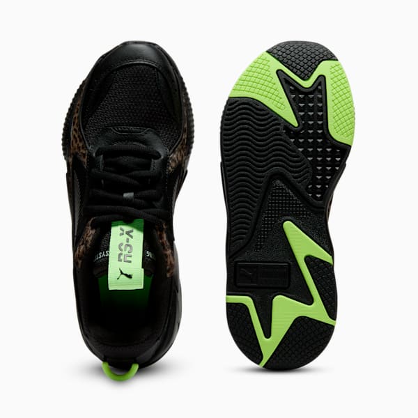 Tenis para mujer Animal Print RS-X, PUMA Black-PUMA Black-Fizzy Apple, extralarge