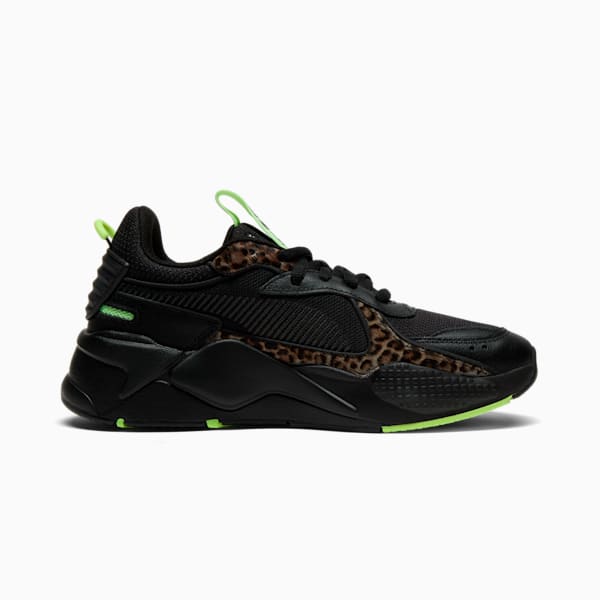 Tenis para mujer Animal Print RS-X, PUMA Black-PUMA Black-Fizzy Apple, extralarge