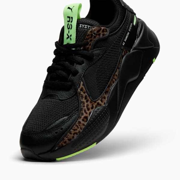 Tenis para mujer Animal Print RS-X, PUMA Black-PUMA Black-Fizzy Apple, extralarge