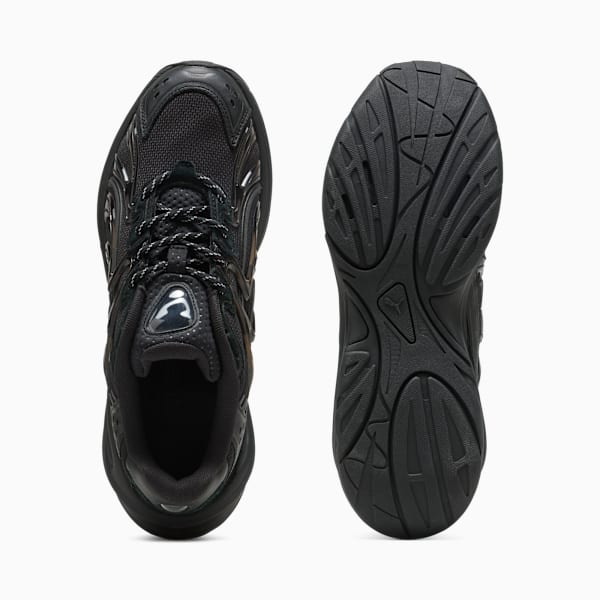 Black PUMA men's Velocity Nitro 3 trainers with patterned laces and rubber sole.