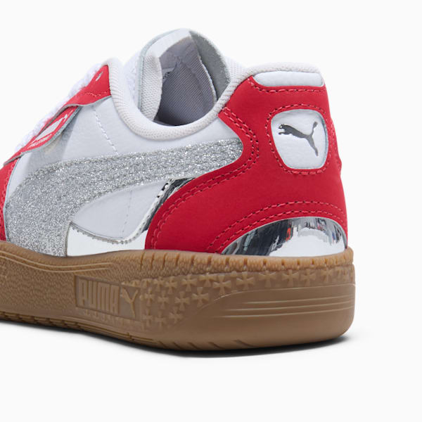 Tenis Palermo Moda Holiday Glitz para niños grandes, For All Time Red-PUMA Silver-Gum, extralarge