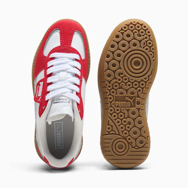 Tenis Palermo Moda Holiday Glitz para niños grandes, For All Time Red-PUMA Silver-Gum, extralarge