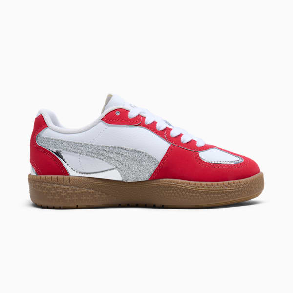 Tenis Palermo Moda Holiday Glitz para niños grandes, For All Time Red-PUMA Silver-Gum, extralarge