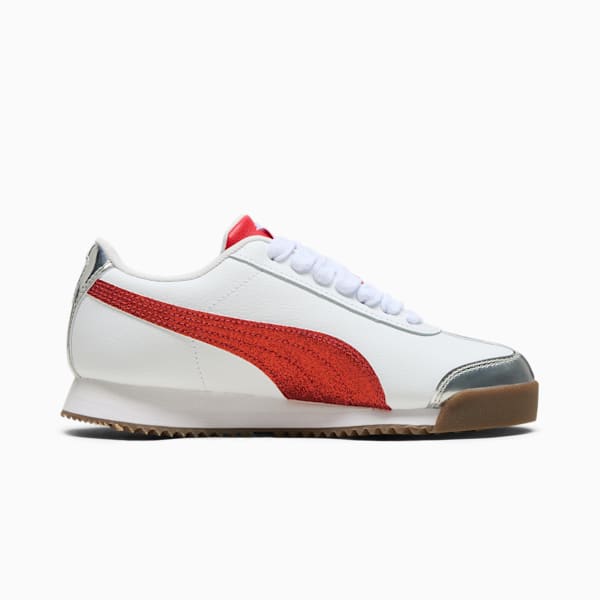 Roma 24 Holiday Glitz Big Kids' Sneakers, PUMA White-For All Time Red-PUMA Silver, extralarge