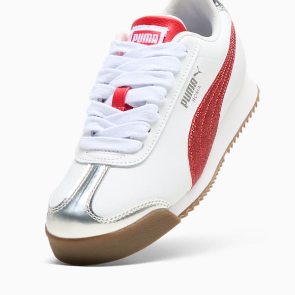 Roma 24 Holiday Glitz Big Kids' Sneakers, PUMA White-For All Time Red-PUMA Silver, extralarge