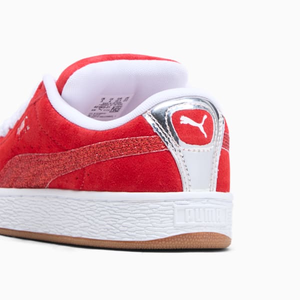 Tenis Suede XL Holiday Glitz para niños pequeños, For All Time Red-PUMA White-PUMA Silver, extralarge