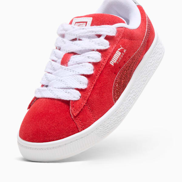 Tenis Suede XL Holiday Glitz para niños pequeños, For All Time Red-PUMA Silver-PUMA White, extralarge