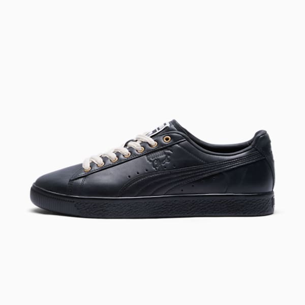 PUMA x THE BROOKLYN CIRCUS Clyde Men's Sneakers, PUMA Black-Light Sand-PUMA Gold, extralarge