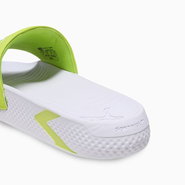 SoftridePro Leadpuff Men's Slides, PUMA White-Lime Pow-Yellow Alert, extralarge-IND