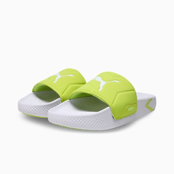 SoftridePro Leadpuff Men's Slides, PUMA White-Lime Pow-Yellow Alert, extralarge-IND