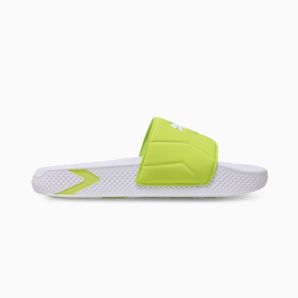 SoftridePro Leadpuff Men's Slides, PUMA White-Lime Pow-Yellow Alert, extralarge-IND