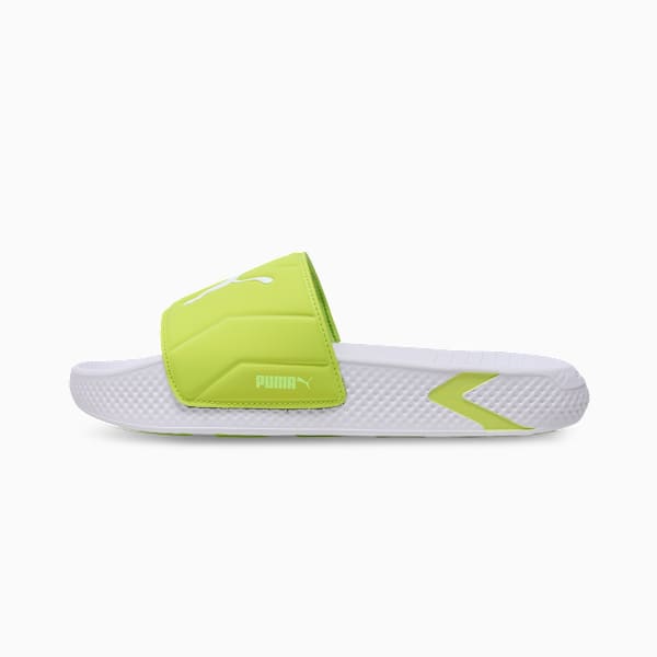 SoftridePro Leadpuff Men's Slides, PUMA White-Lime Pow-Yellow Alert, extralarge-IND