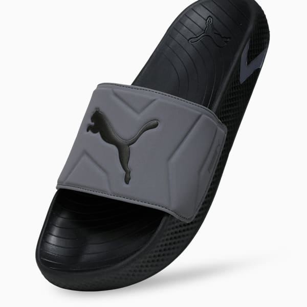 SoftridePro Leadpuff Men's Slides, PUMA Black-Cool Dark Gray-Shadow Gray, extralarge-IND