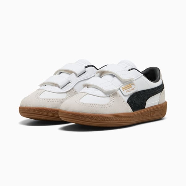 Palermo Leather Hook-And-Loop Sneakers Kids, PUMA White-Vapor Gray-Gum, extralarge