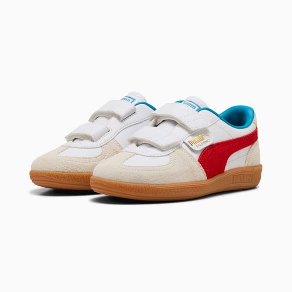 Palermo Leather Hook-And-Loop Sneakers Kids, PUMA White-For All Time Red, extralarge