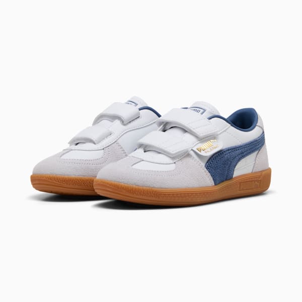 Palermo Leather Hook-And-Loop Sneakers Kids, PUMA White-Dark Indigo, extralarge