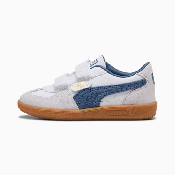 Palermo Leather Hook-And-Loop Sneakers Kids, PUMA White-Dark Indigo, extralarge