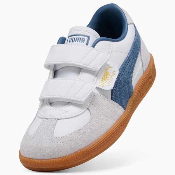 Palermo Leather Hook-And-Loop Sneakers Kids, PUMA White-Dark Indigo, extralarge