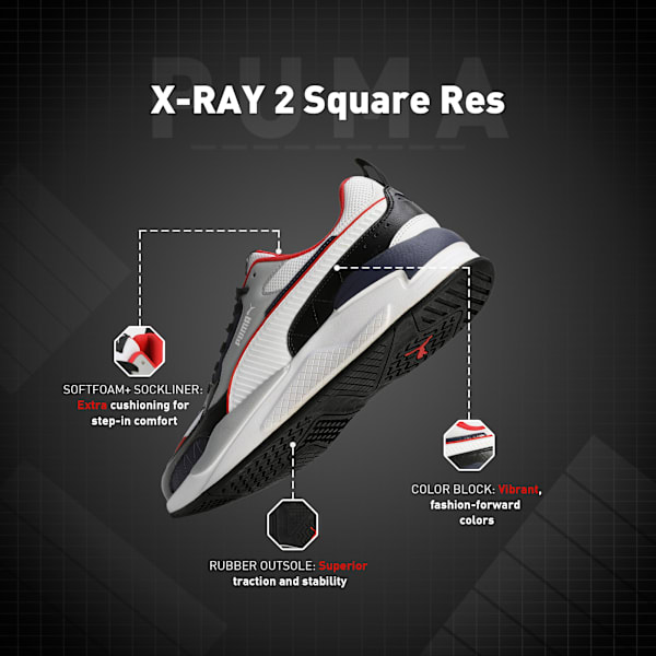 X-Ray 2 Square Superior Comfort Casual Shoes, PUMA Black-PUMA White-Cool Mid Gray, extralarge-IND