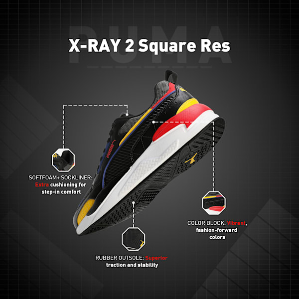X-Ray 2 Square Superior Comfort Casual Shoes, Dark Shadow-Puma Black-Spectra Yellow-Limoges-High Risk Red, extralarge-IND