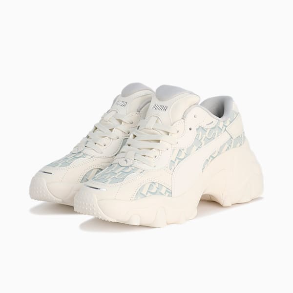 ウィメンズ パルサー ウェッジ モノグラム スニーカー, Warm White-Glacial Gray-PUMA Silver, extralarge-JPN