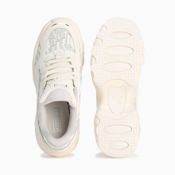 ウィメンズ パルサー ウェッジ モノグラム スニーカー, Warm White-Glacial Gray-PUMA Silver, extralarge-JPN