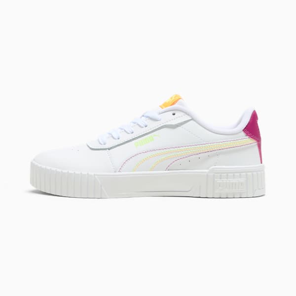 Carina 2.0 Color Stitching Women's Sneakers, PUMA White-Sun Stream-Fizzy Yellow, extralarge