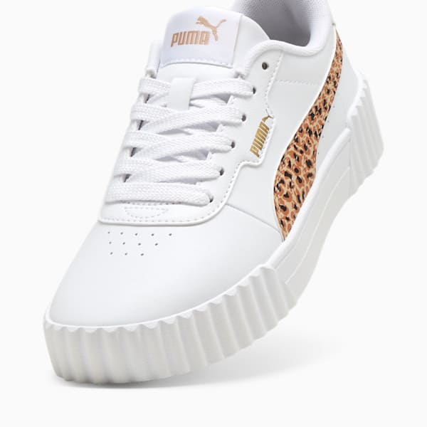 Carina 3.0 Animal Big Kids' Sneakers, PUMA White-Light Sand-PUMA Gold, extralarge