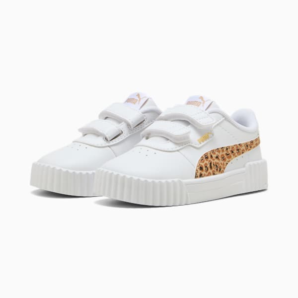 Tenis para infantes Carina 3.0 Animal, PUMA White-Light Sand-PUMA Gold, extralarge