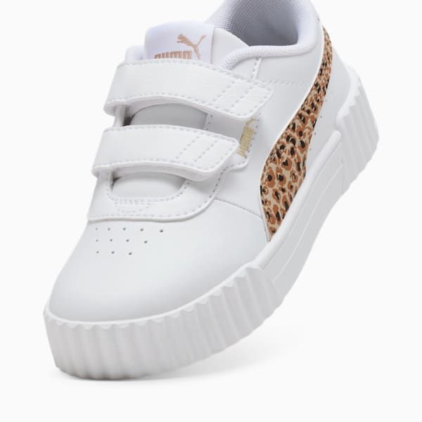 Carina 3.0 Animal Little Kids' Sneakers, PUMA White-Light Sand-PUMA Gold, extralarge