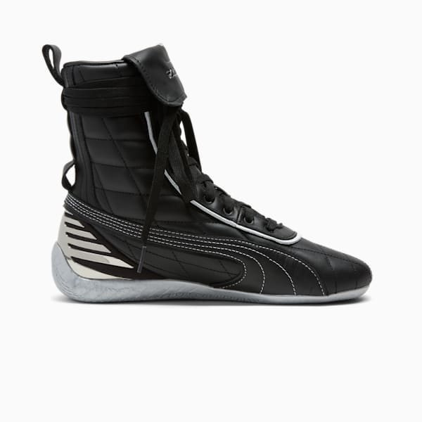 PUMA x LAQUAN SMITH Speedcat Mid Leather Women's Sneakers, PUMA Black-PUMA Silver-PUMA White, extralarge