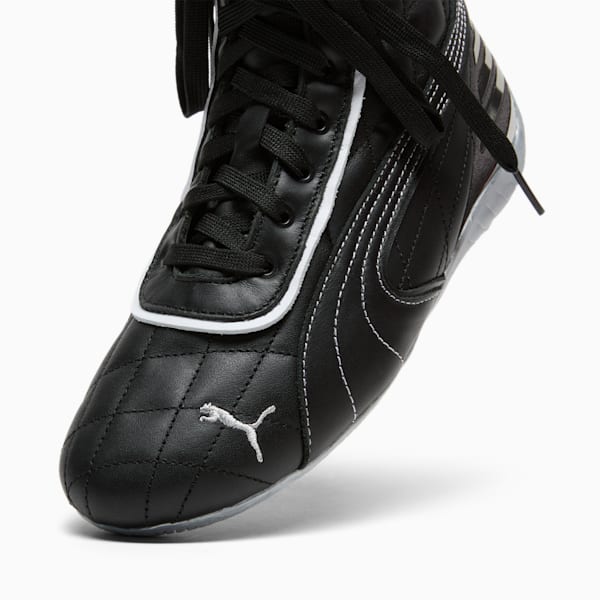 PUMA x LAQUAN SMITH Speedcat Leather Women's Mid Sneakers, PUMA Black-PUMA Silver-PUMA White, extralarge