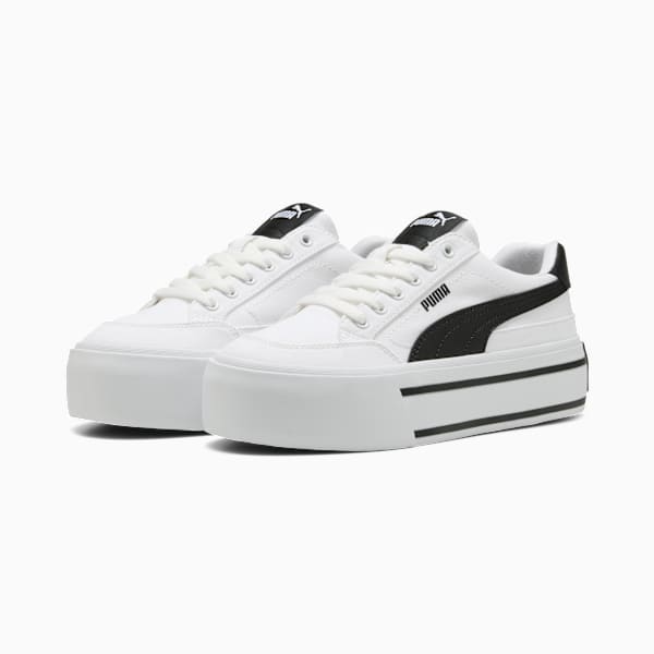 Tenis Court Classic Vulc Platform para mujer, PUMA White-PUMA Black, extralarge