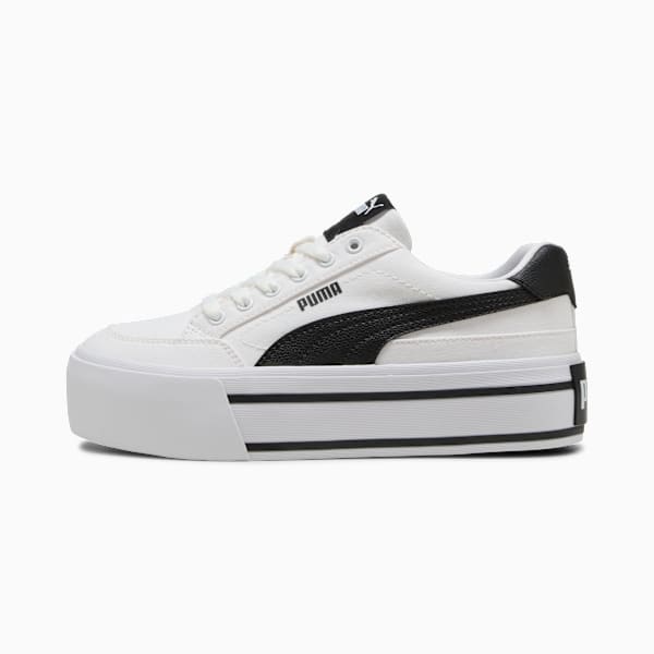 Tenis Court Classic Vulc Platform para mujer, PUMA White-PUMA Black, extralarge